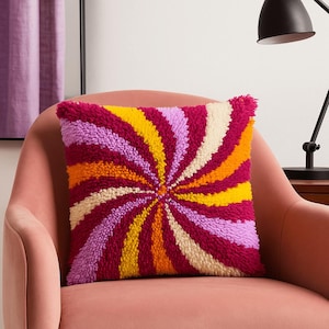 Kit de confection de coussins à crochet - Tourbillon hypnotique - Projet de loisirs créatifs