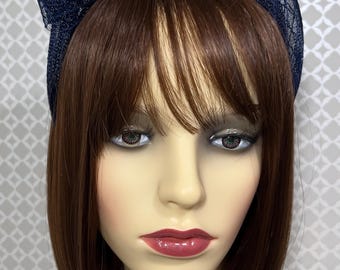 Navy blue Knot Halo Fascinator Headband, Wedding Races