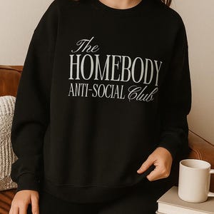 Homebody Anti-Social Club Sweatshirt, Relaxed Cotton Blend Crewneck image 1