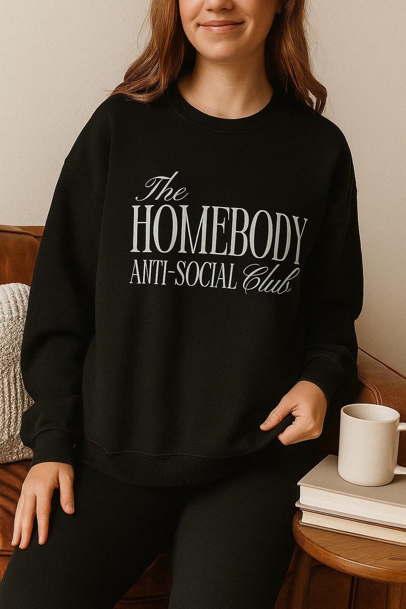 Homebody Anti-Social Club Sweatshirt, Relaxed Cotton Blend Crewneck image 1