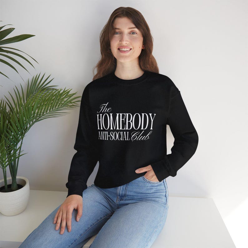 Homebody Anti-Social Club Sweatshirt, Relaxed Cotton Blend Crewneck image 2