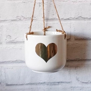 White & Gold Heart Hanging Planter Flower Vase Holder Home Decoration Minimalist Minimalism Natural Mother&#39;s Day Gift Present Valentines Day