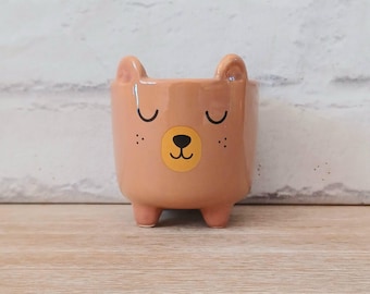 Mini maceta con forma de cara de oso, ideal para decorar el hogar, el jardín, los amantes de los animales, un bonito regalo de agradecimiento para el Día de la Madre, ideal como regalo de bosque.