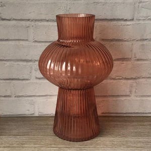 Large Orange Oversized Hotel Style Glass Bubble Fluted Transparent Vase Planter Flower Vases Home Decoration Decor Interior Design Designer