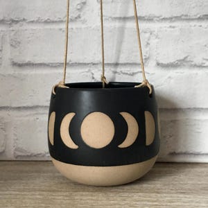 Midnight Black and Brown Galaxy Celestial Cosmic Lunar Moon Hanging Planter Flower Vase Home Decor Mothers Day Moon Child Gift Present Vases