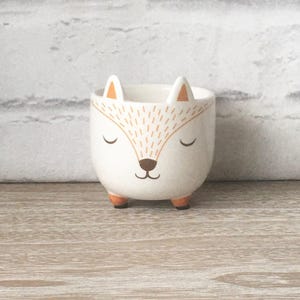 Mini Small Fox Face Planter Flower Plant Pot Home Decor Garden Gardening Animal Lover Cute Thank You Gift Mother&#39;s Day Present Woodland