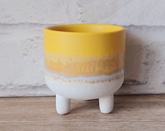 Yellow Stone Effect Mojave Glaze Planter Planters Flower Planter Holder Home Decoration Decor Gardening Gardener's Gift Present Green Finger