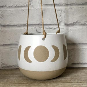 White and Brown Galaxy Celestial Cosmic Lunar Moon Hanging Planter Flower Vase Home Decor Mothers Day Moon Child Gift Present Vases