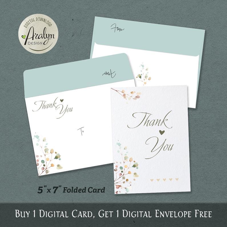 Printable THANK YOU Card 5x7 Folded / Instant Download / Card Template ...