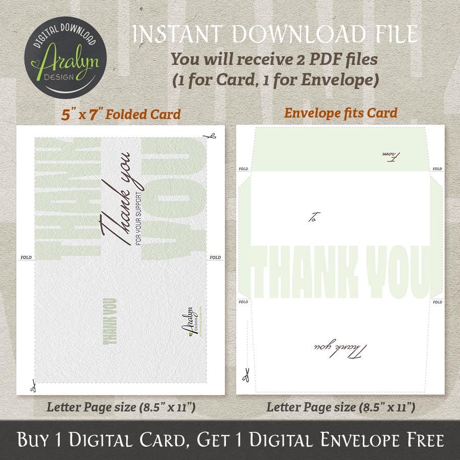 Printable Thank You Card | Printable Thank You Card 5x7 Folded ...