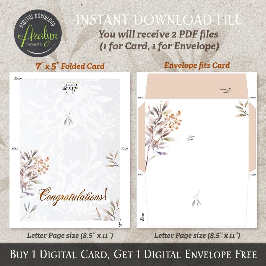 Printable Congratulations Cards | Watercolor Flowers Wedding ...