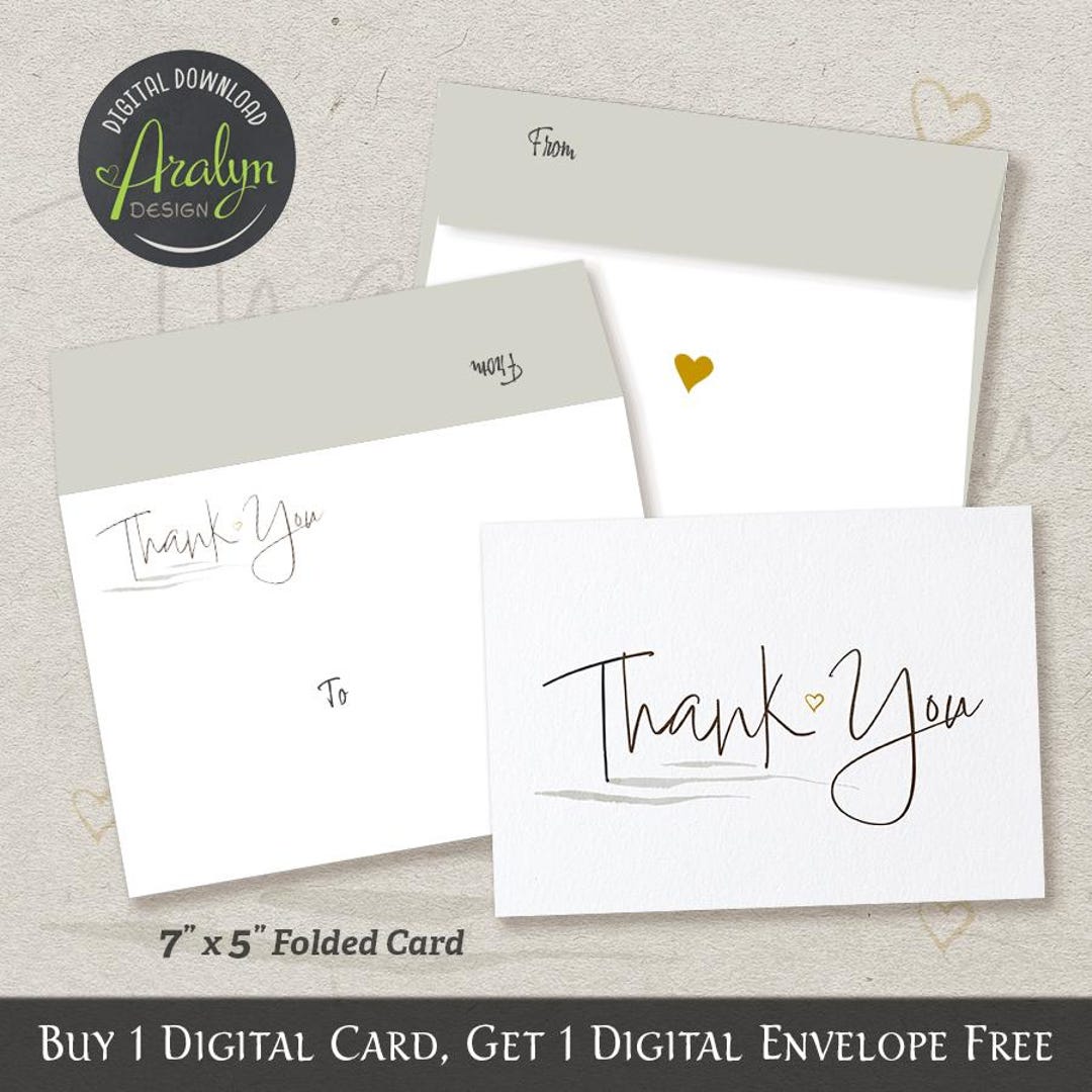Printable Thank You Cards | Small Heart Minimalist Thank You Card 7x5 ...