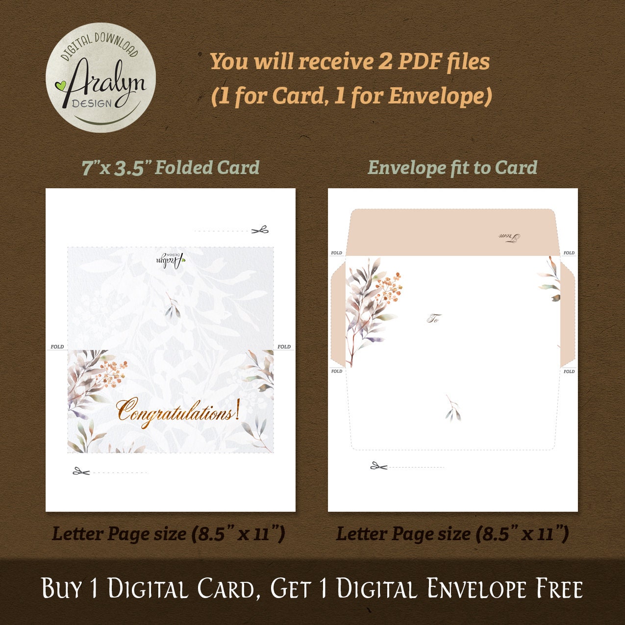 Printable CONGRATULATIONS Card 7x3.5 Folded / Instant Download / Card ...