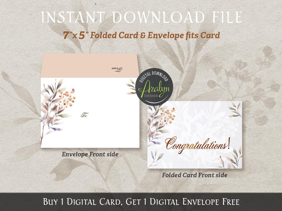 Printable Congratulations Cards | Watercolor Flowers Wedding ...