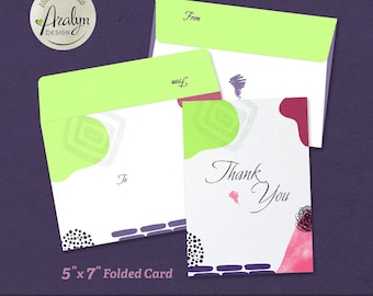 Printable THANK YOU Card 5x7 Folded / Instant Download / Card Template ...