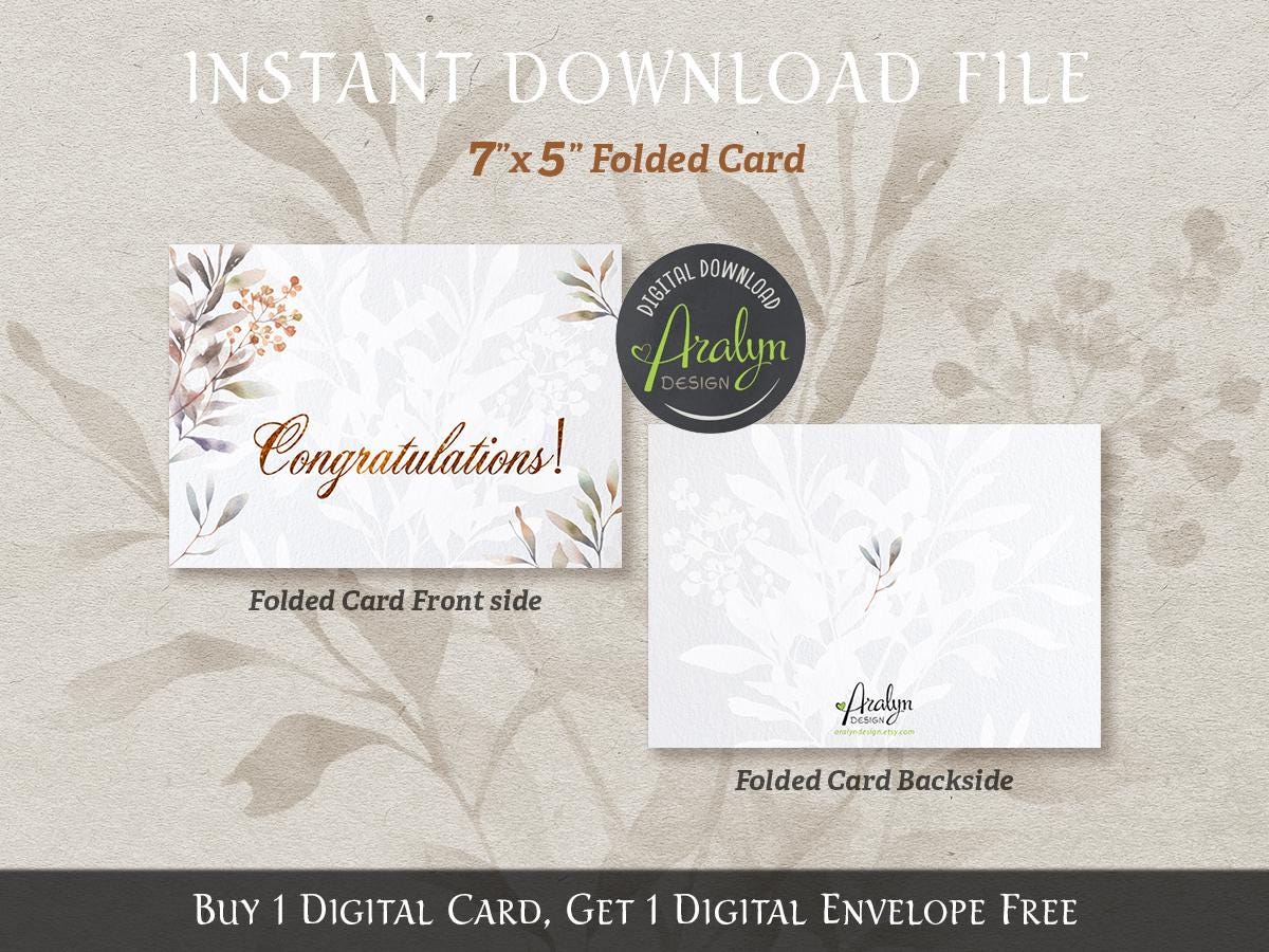 Printable Congratulations Cards | Watercolor Flowers Wedding ...