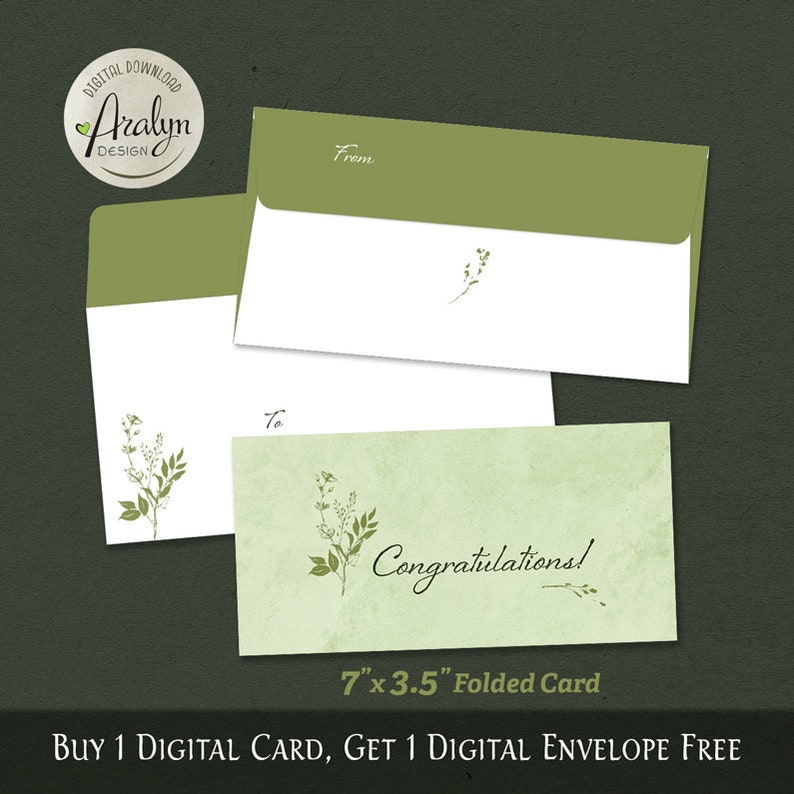 Printable CONGRATULATIONS Card 7x3.5 Folded / Instant Download / Card ...