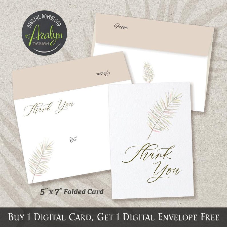 Printable Thank You Cards | Beautiful Leaves Thank You Card 5x7 Folded ...