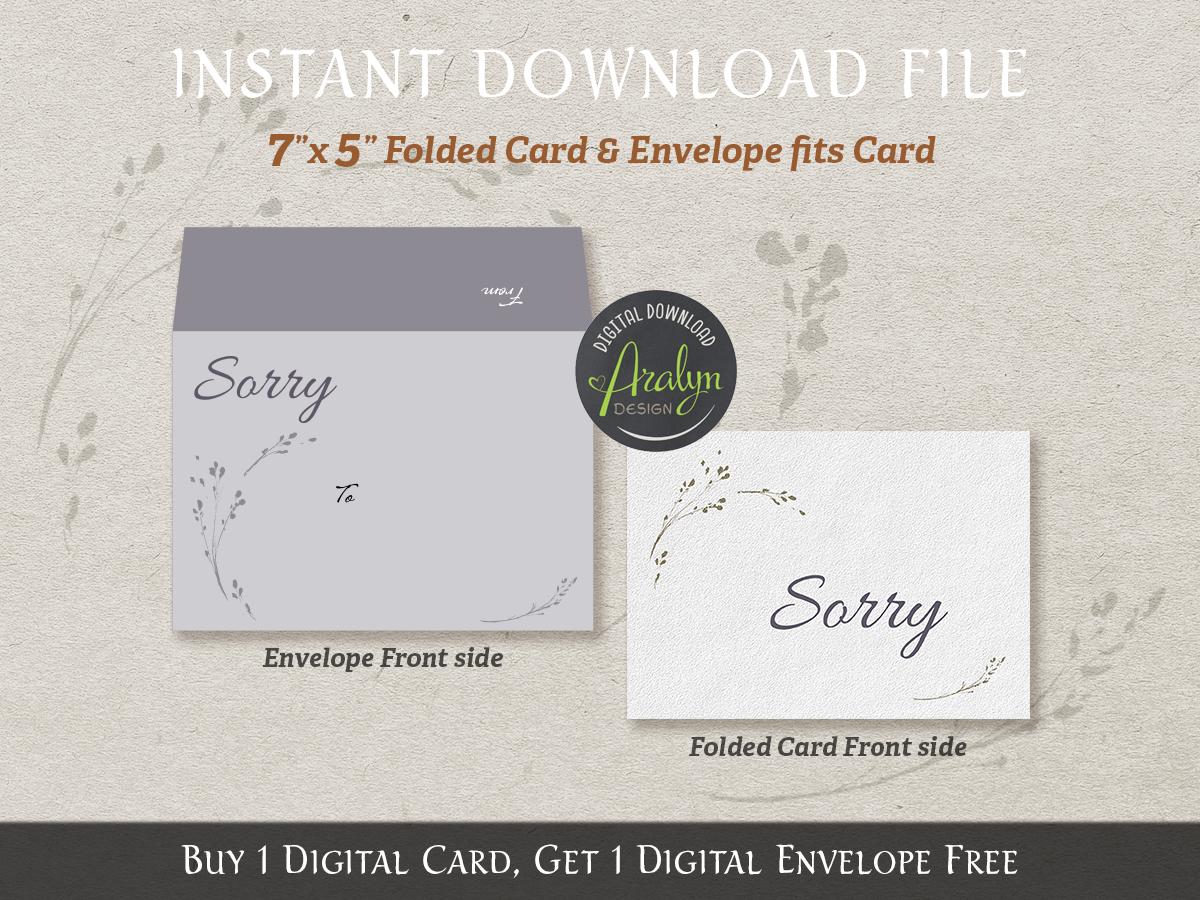 Printable Sorry Cards | Printable Sorry Card 7x5 Folded | Minimalist ...