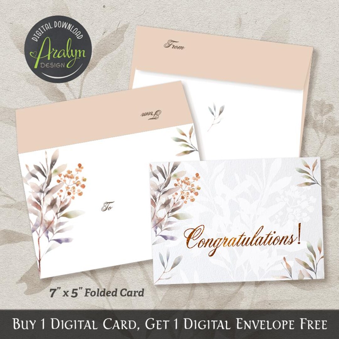 Printable Congratulations Cards | Watercolor Flowers Wedding ...