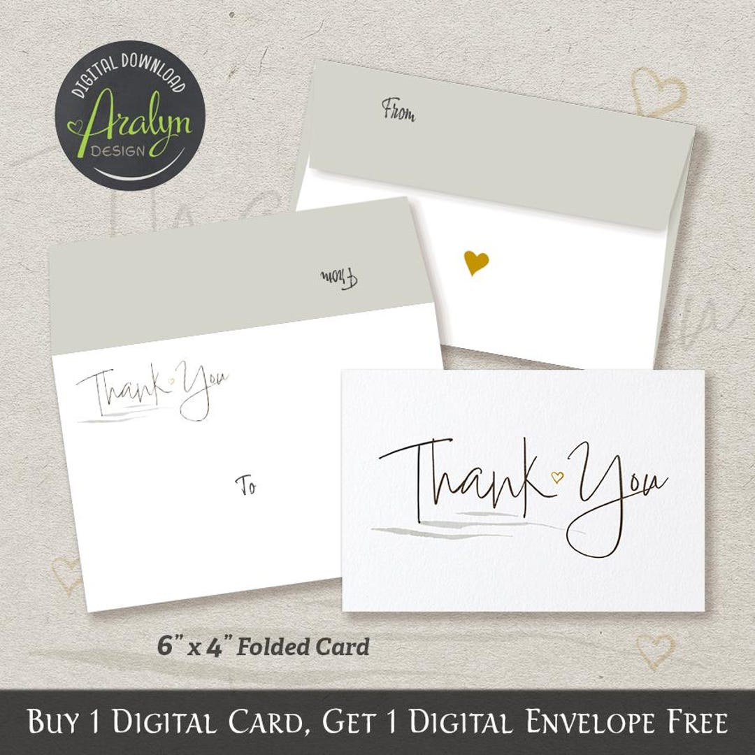 Printable Thank You Cards | Small Heart Minimalist Thank You Card 6x4 ...