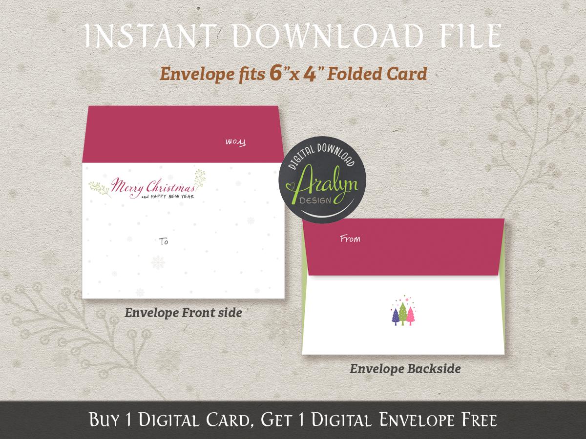 Printable Christmas Cards | Three Cute Pine Trees Christmas Card 6x4 ...
