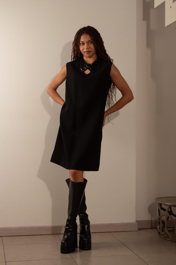 black vintage dress aline Ntage 1960s Italian – 60s Dress Texa High Fashion – Wool Crepe A-line Cocktail Dress Made in Italy The Dress