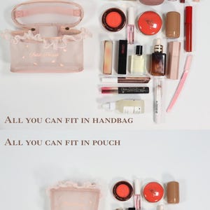 Heart Embroidery Mesh Makeup Bag, Lace Trim Cosmetic Organizer image 9