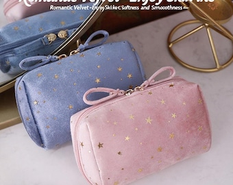 Velvet Star Makeup Bag | Plush Cosmetic Travel Pouch