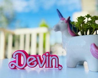 Nombre personalizado para muñeca / Decoración rosa impresa en PLA 3D / Decoración para habitación infantil