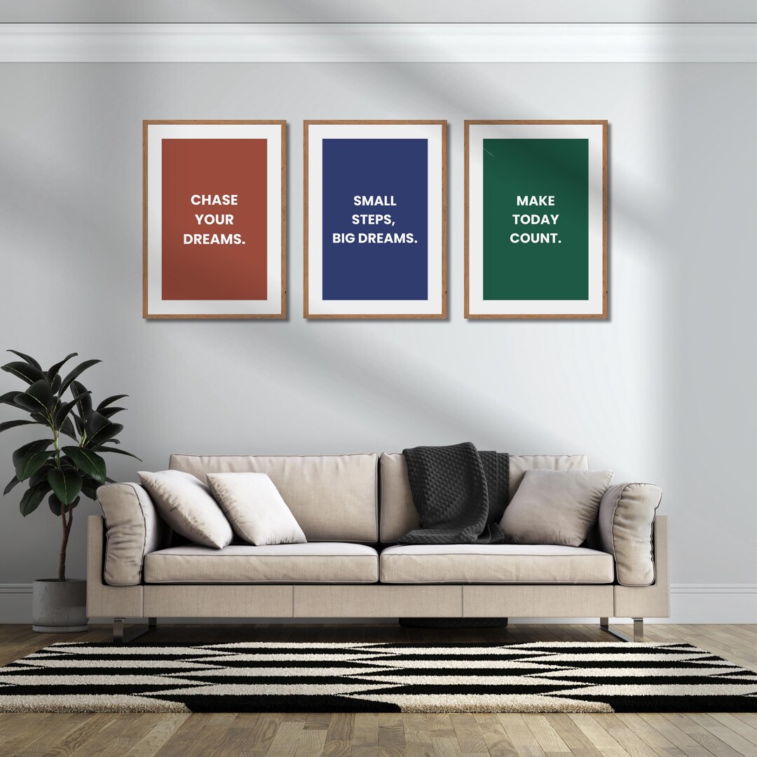 Minimalist Motivational Wall Art Set of 3 Prints | Modern Inspirational ...
