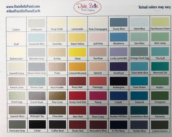 COLOR CARD Dixie Belle Chalk Mineral Paint - 64 Colors