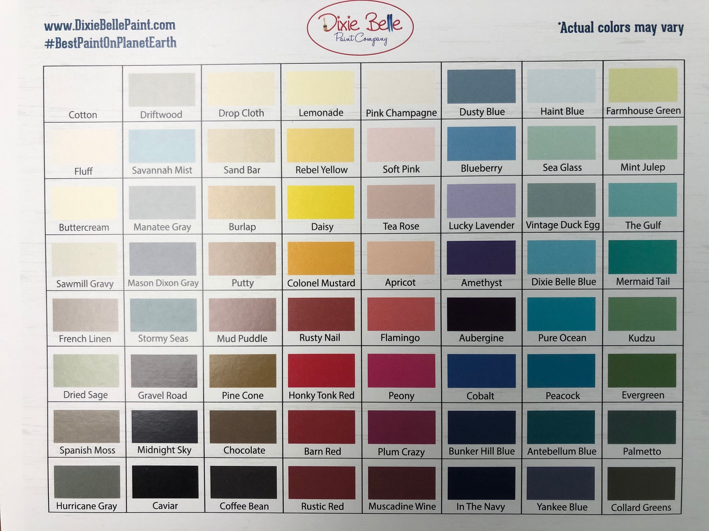 Wall Paint and Satin Paint Colour Card