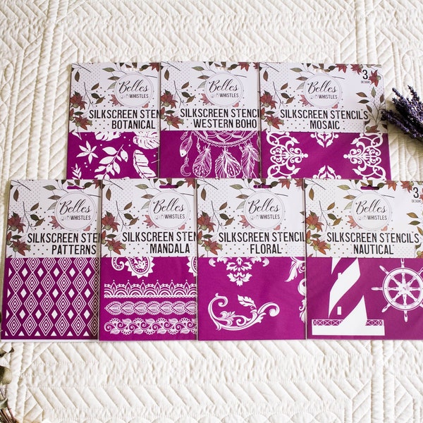 Silkscreen Stencils - Dixie Belle Company - Belles and Whistles - 18 Patterns - 3 per Package