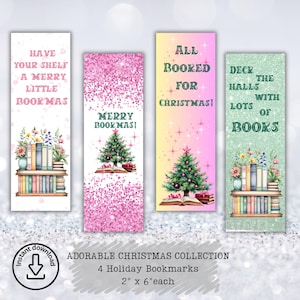 Have Your Shelf a Merry Little Bookmas Bookmark-Christmas Bookmark-Book Lover Gift For Book club, All Booked for Christmas, 4 Xmas Bookmarks