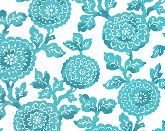Mums Coastal Blue Premier Prints Home Decor Upholstery Premier Prints-Floral Blue-Mums- 1 yard or more