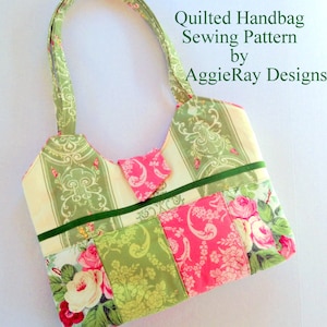 INSTANT DOWNLOAD PDF Sewing Pattern Handbag Purse:Quilted Handbag Purse Tote