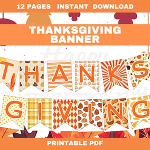 Printable Thanksgiving Banner: Colorful Autumn Decoration (Digital Download)