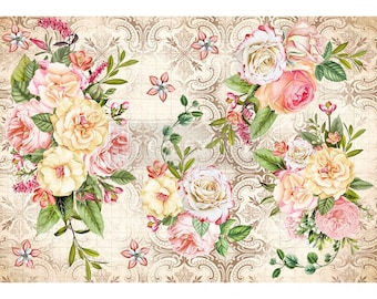 Amiable Roses Rice Paper by ReDesign with Prima 11.5" X 16.25"