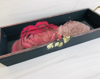Decorative Floral Resin Serving  Jewelry Tray - Charcuterie Serving Tray