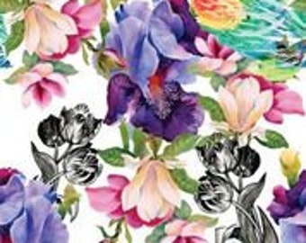 Colorful Floral Decoupage Rice Paper - Belles & Whistles by Dixie Belle 11.8" x 12.5" - 3 sheets
