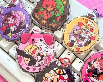 Tamagotchi Hazbin Hotel Main Characters/ Acrylic Glitter Epoxy