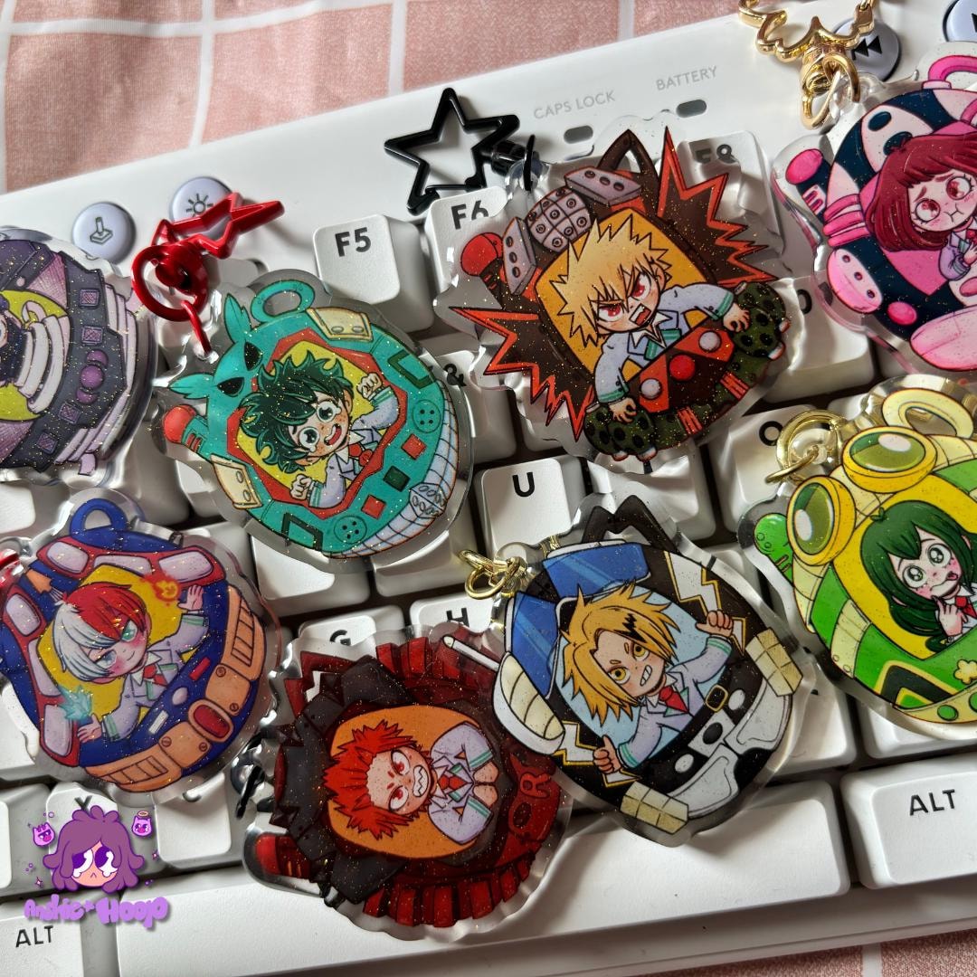 My Hero Academia Tamagotchi / Acrylic Glitter Epoxy Charm Keychain