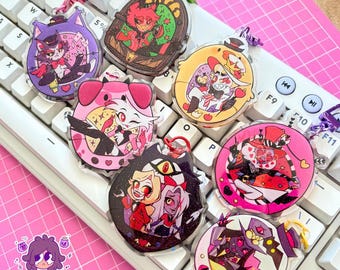 Tamagotchi Hazbin Hotel Main Characters/ Acrylic Glitter Epoxy