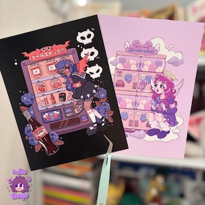 Impressão de arte de meninas da escola japonesa de demônios e anjos Cartão postal