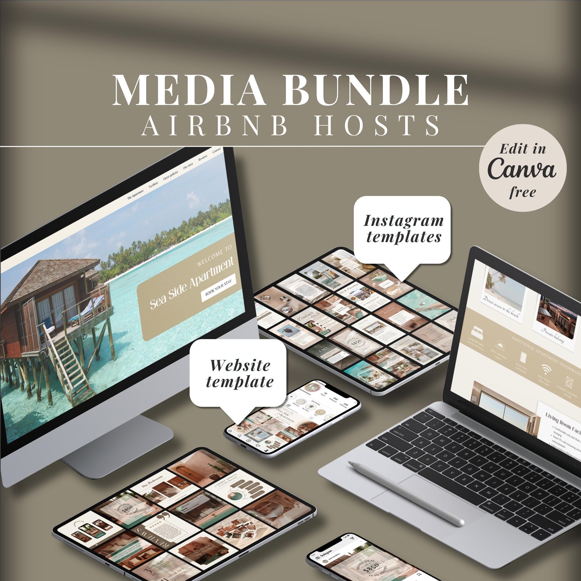 Airbnb Media Bundle Kit, Branding Kit, Airbnb Hosts, Canva Template ...