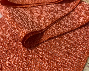 Orange twill handwoven scarf in tencel