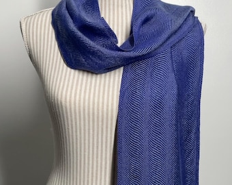 Indigo twill handwoven scarf in tencel