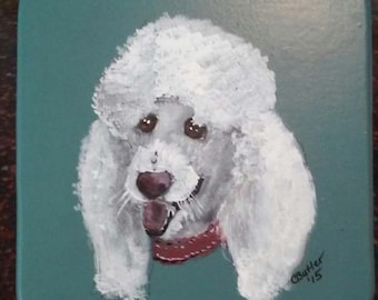 Poodle Pet Treat Jar,handpainted pet treat jar, custom made airtight lid for pet treat jar, glass jar, portrait of pet on pet treat jar,