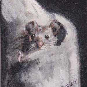 ACEO souris, 2-1/2 x 3-1/2 portrait, aimant, aceo sur chevalet, collection petite art, cartes à collectionner art,, art trading card, art collection, souris